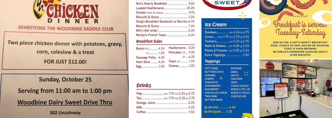 Nutshelle’s Dairy Sweet Menu