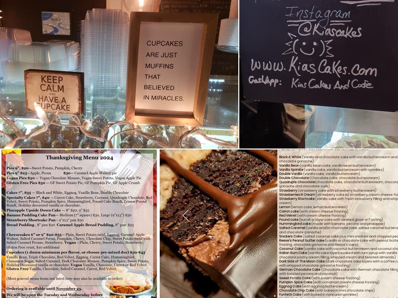 Kia's Cakes Menu