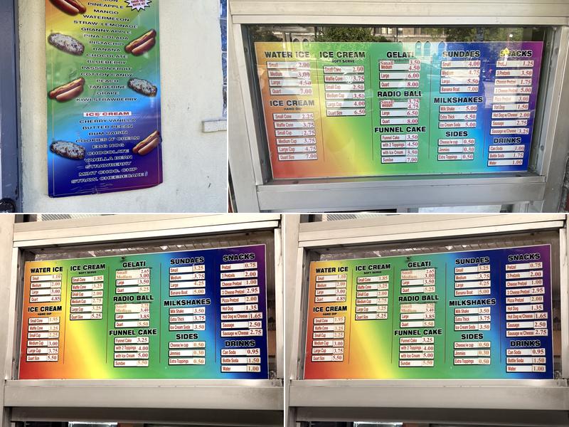 King's Water Ice Menu