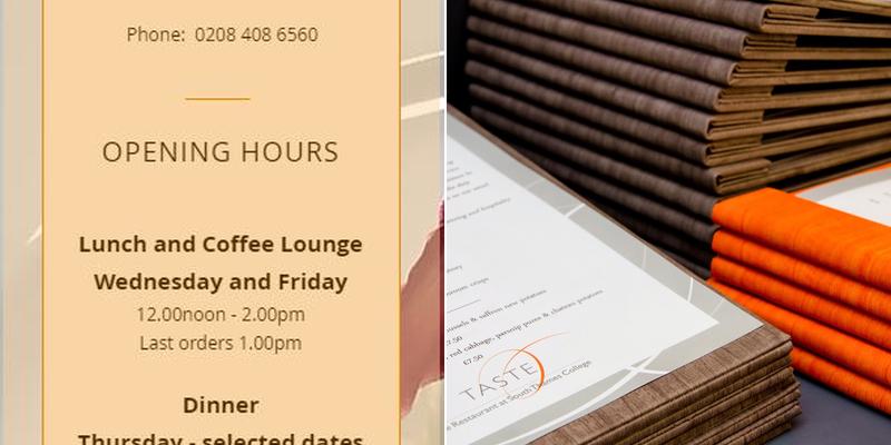 Taste Restaurant Menu