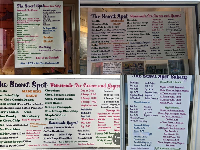 The Sweet Spot, Inc Menu