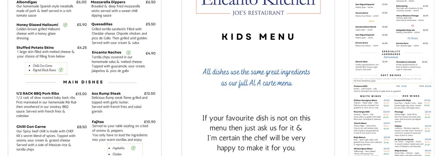 The Encanto Kitchen Menu
