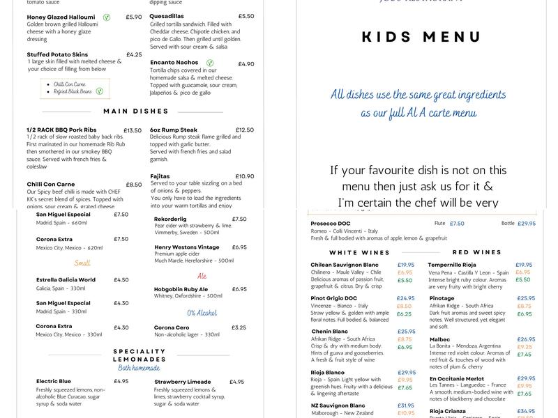 The Encanto Kitchen Menu