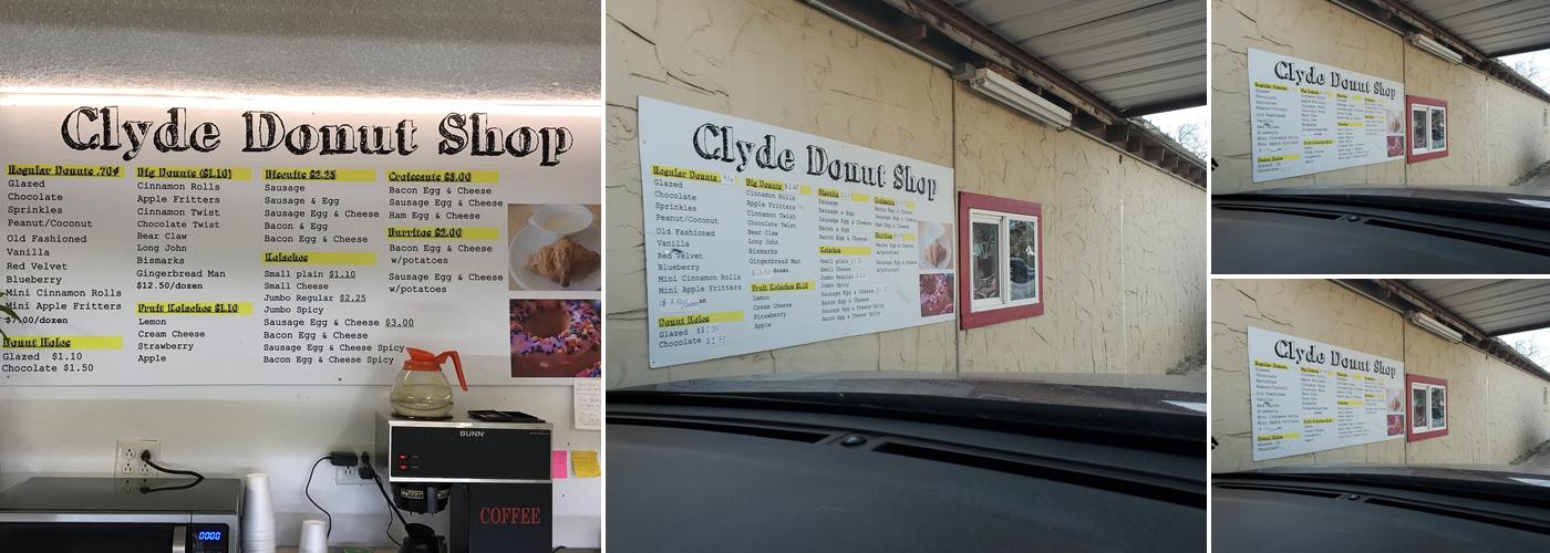 Clyde Donuts Menu