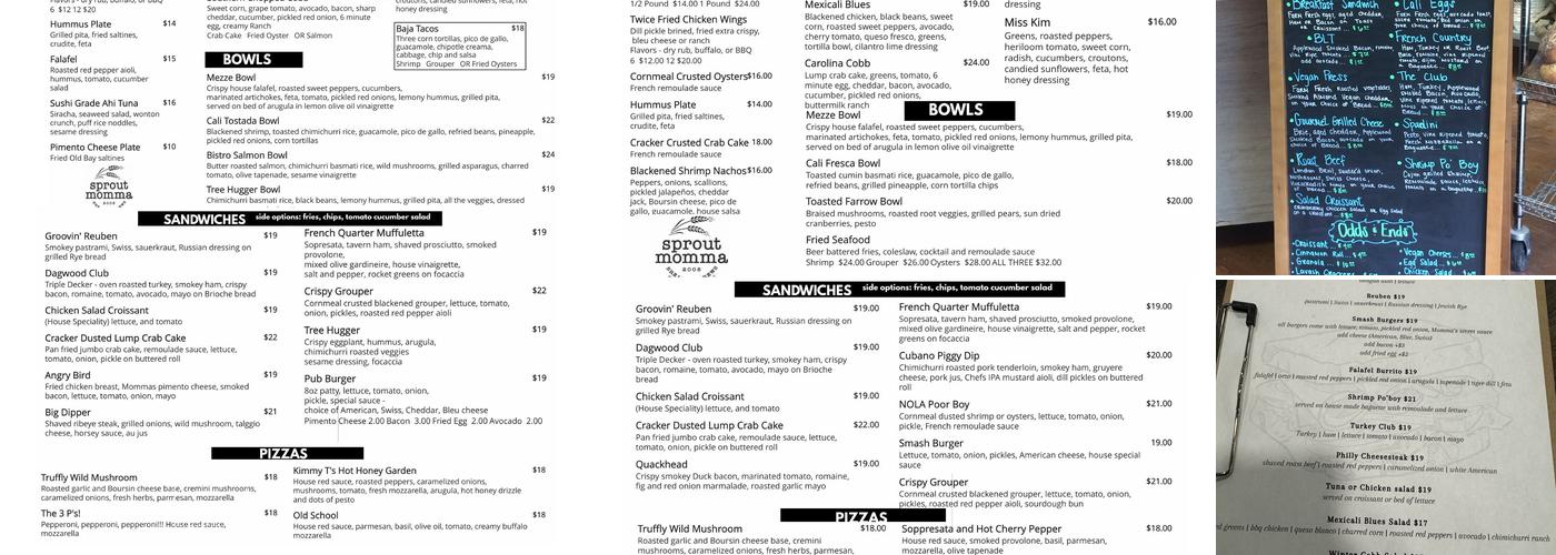 Sprout Momma Menu
