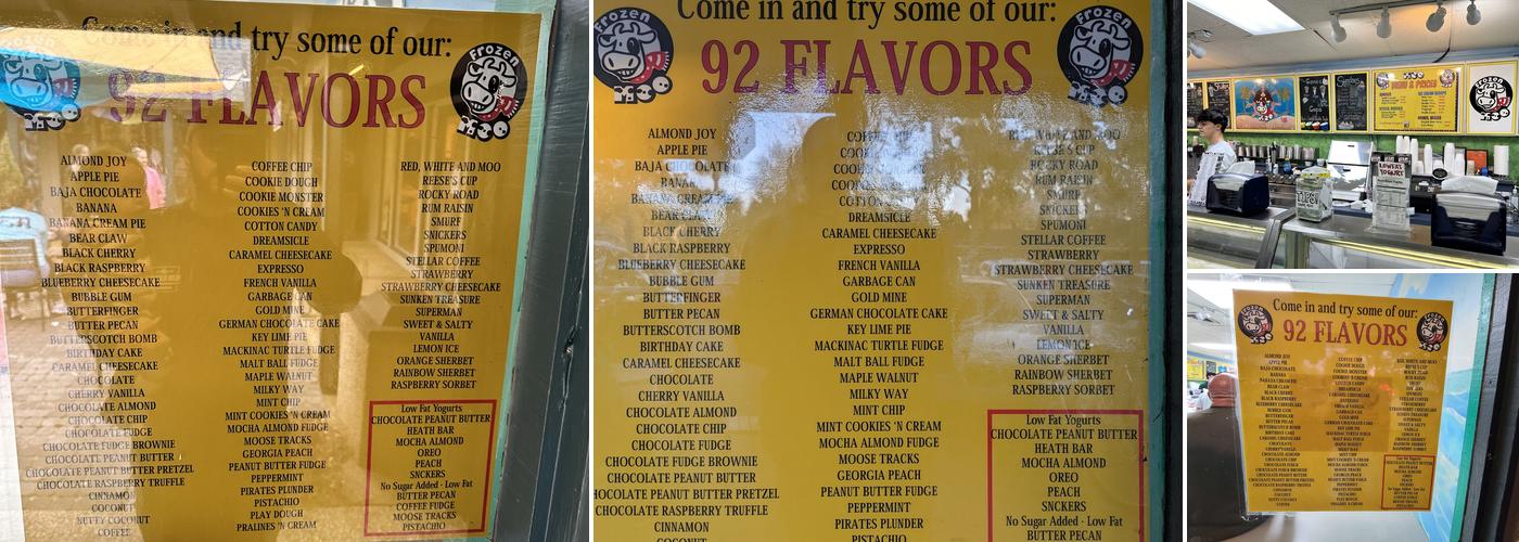 Frozen Moo Menu