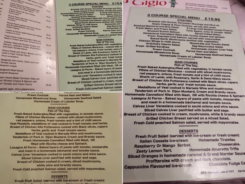 Topo Gigio Restaurant Menu