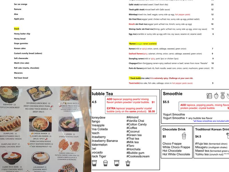 Cocoday Menu