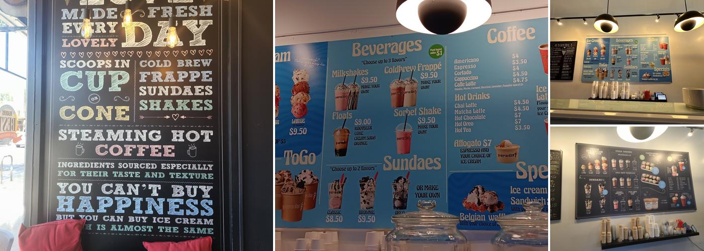 Paradis Ice Cream Sherman Oaks Menu