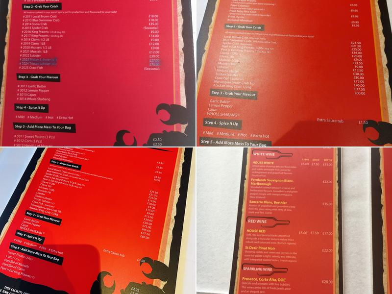 The Fat Crab Surrey Menu