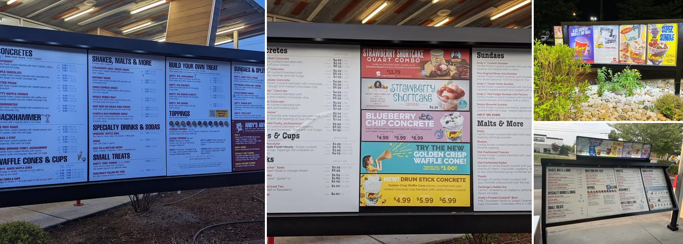Andy's Frozen Custard Menu