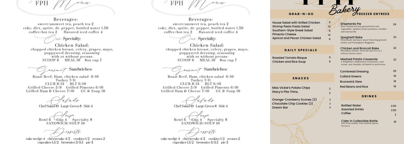 Fph Bakery Menu