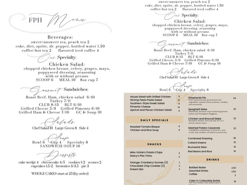 Fph Bakery Menu