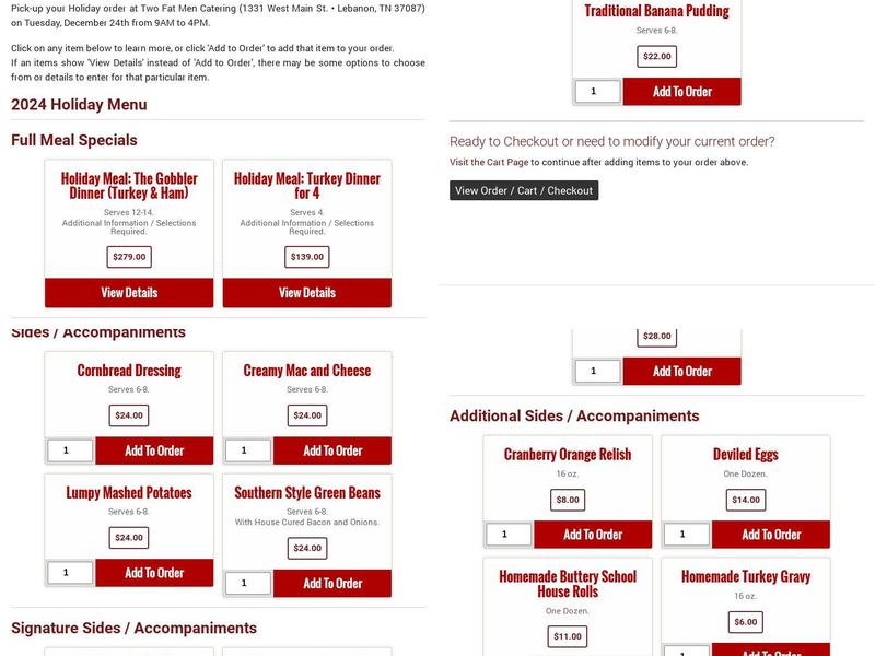 Two Fat Men Catering Menu