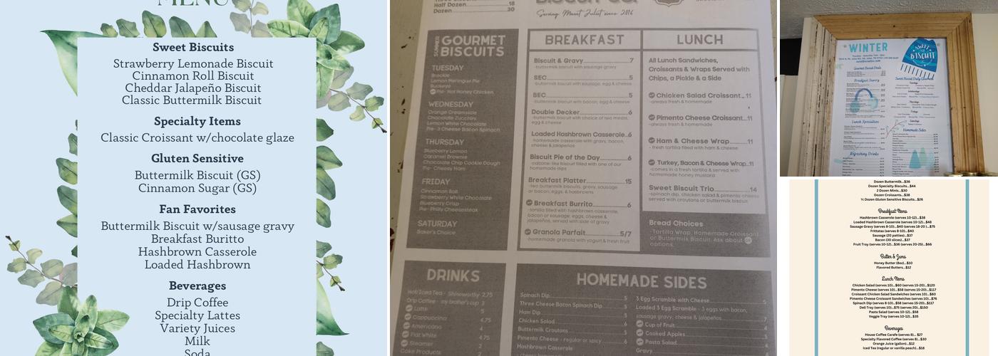 Sweet Biscuit Company Menu