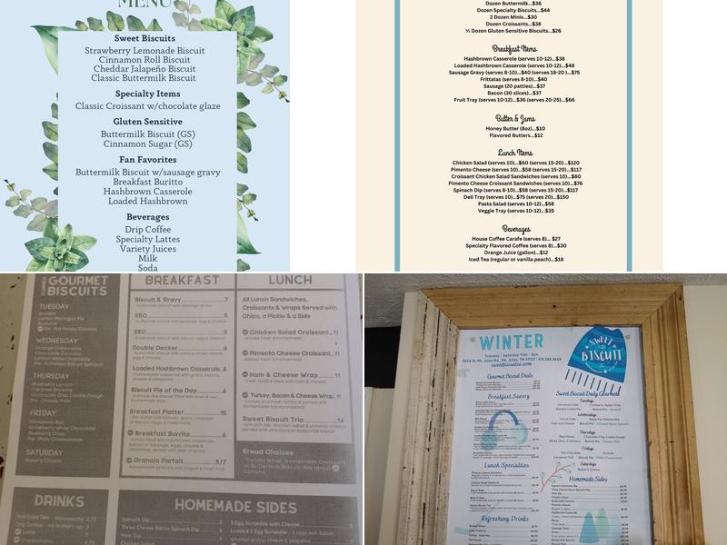 Sweet Biscuit Company Menu