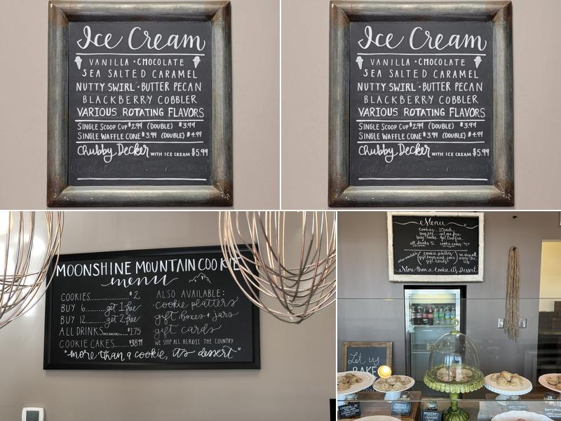 Moonshine Mountain Cookies & Ice Cream Menu