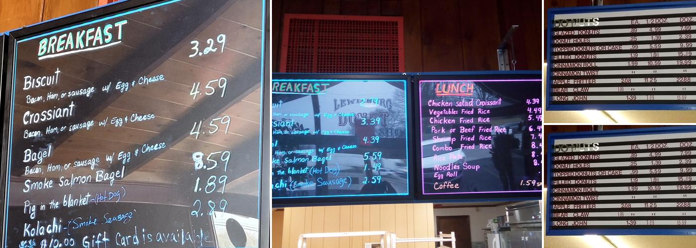 Lewisburg Donut Shop Menu