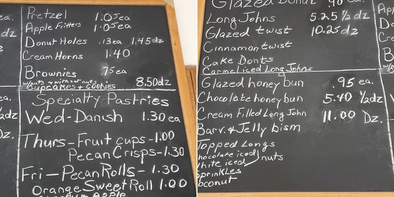 Pioneer Bakery Menu