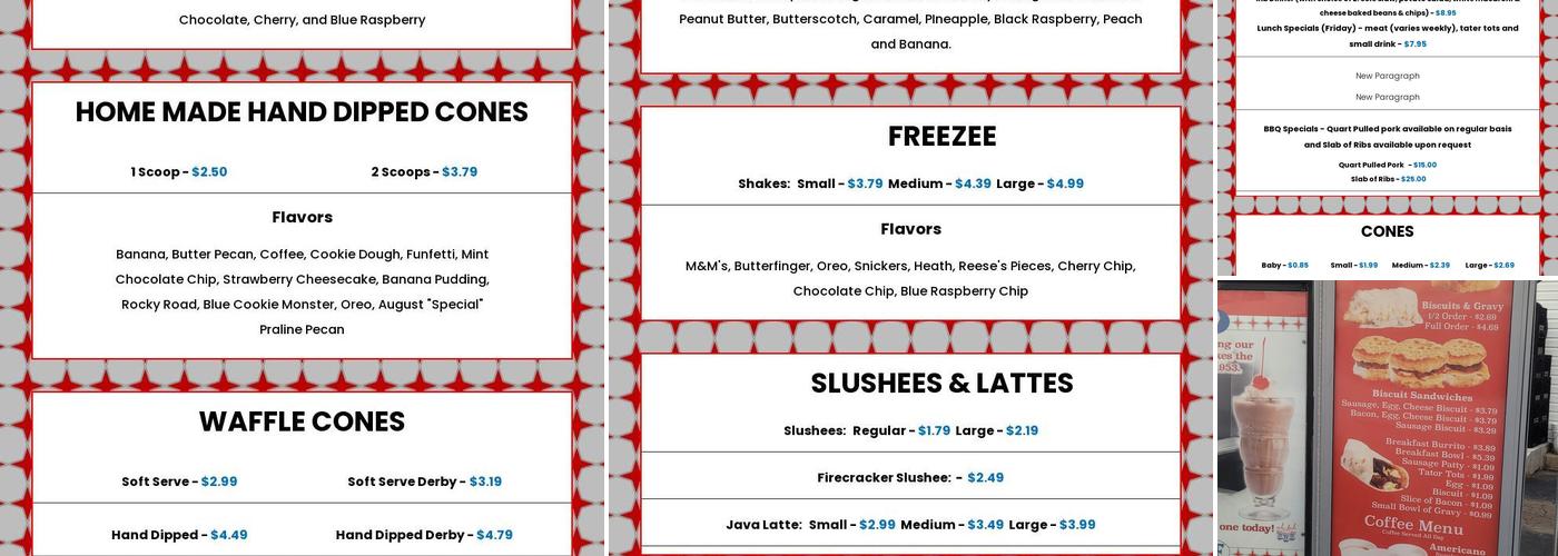 T F Ice Cream Menu