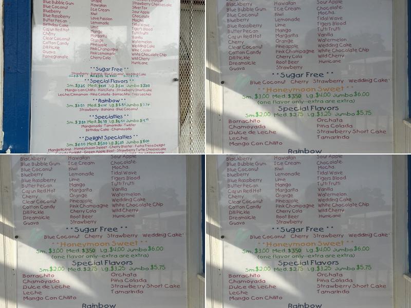 Noemi's Sno Cones Menu
