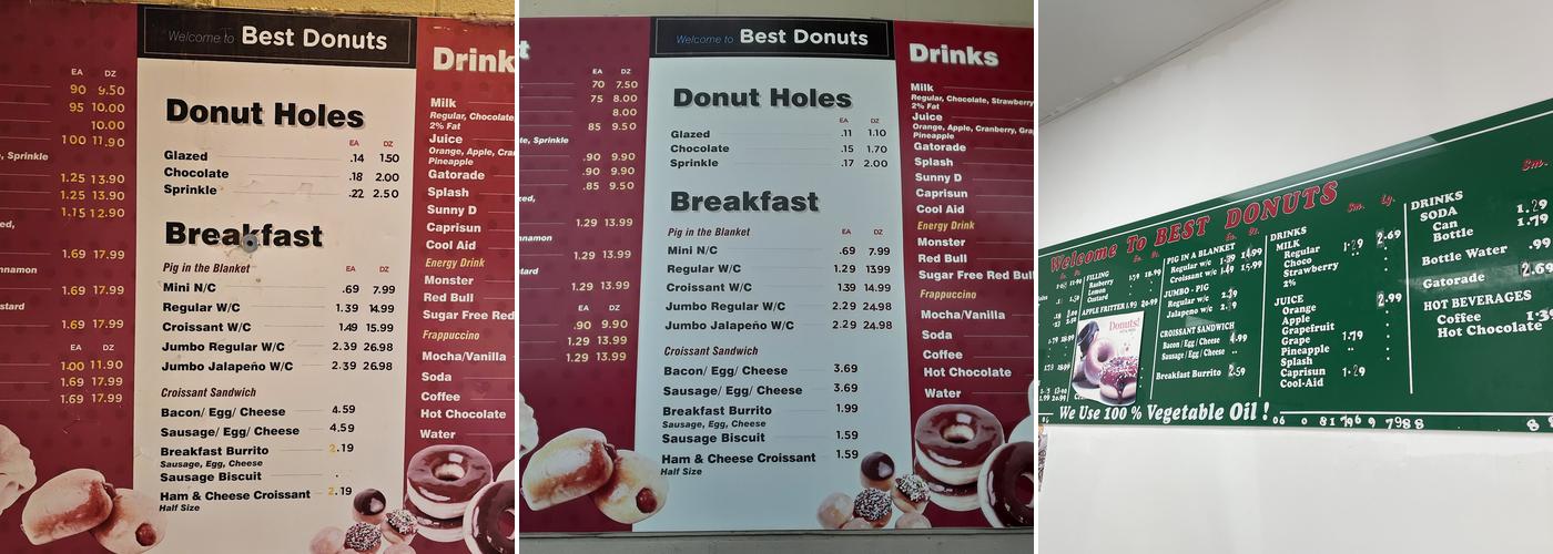 Best Donuts Menu