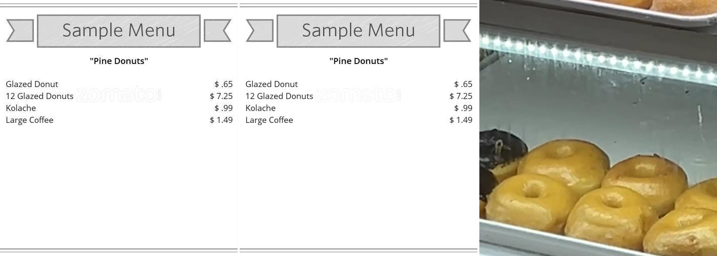 Pine Donuts Menu