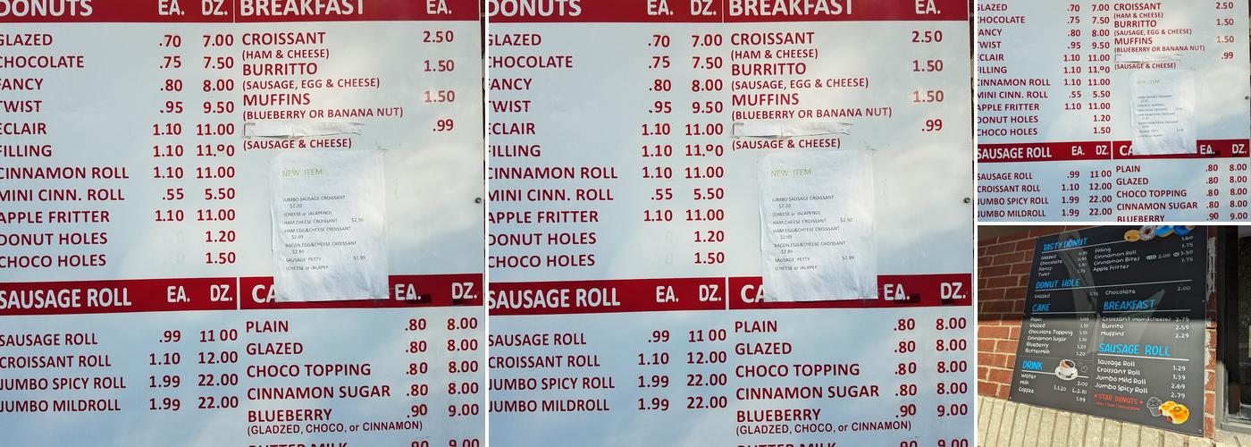 Star Donuts Menu