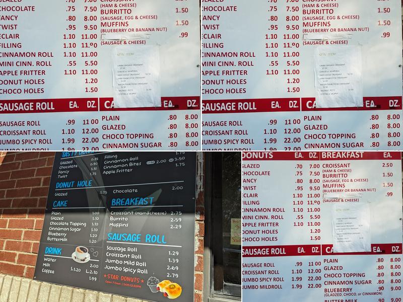 Star Donuts Menu