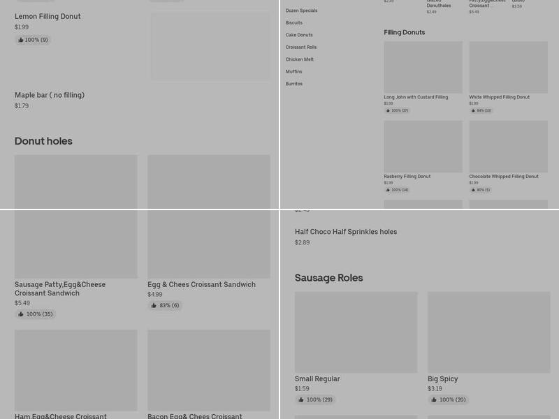 Master Doughnut Shop Menu