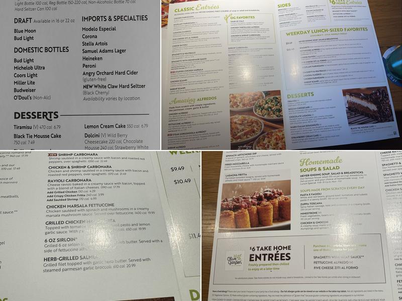 Olive Garden Italian Restaurant Menu