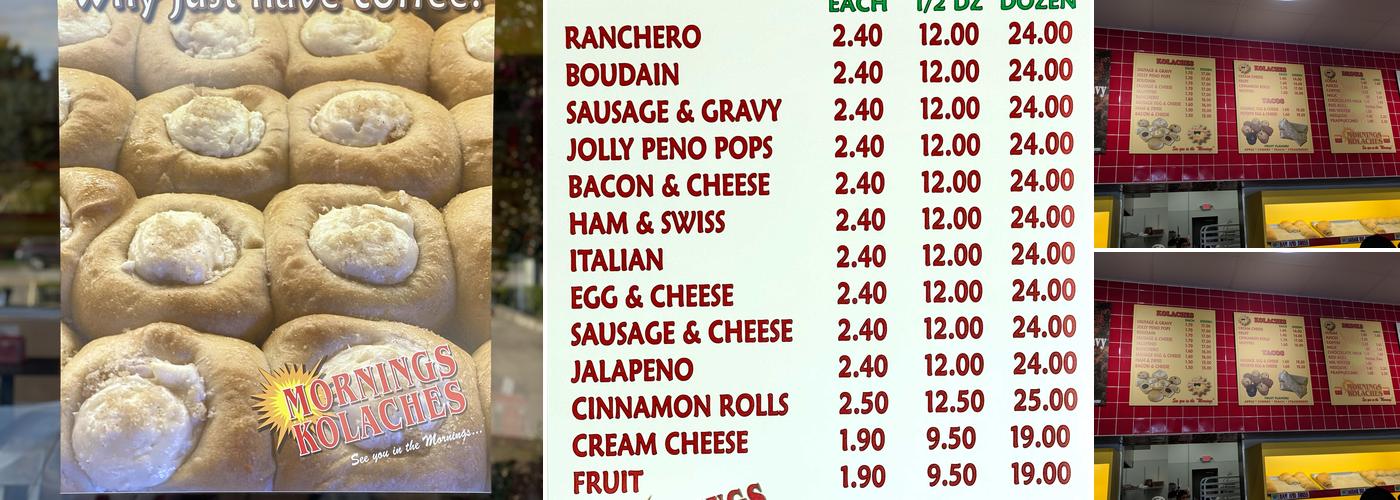 Mornings Kolaches Menu