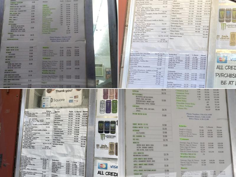 Central Donuts Menu