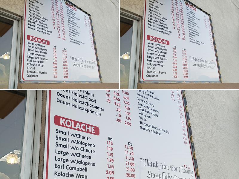 Snowflake Donuts Menu