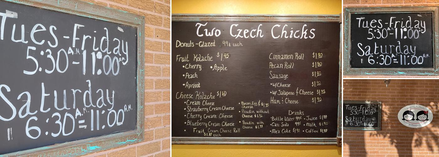 Two Czech Chicks Kolache Shoppe & Bakery Menu