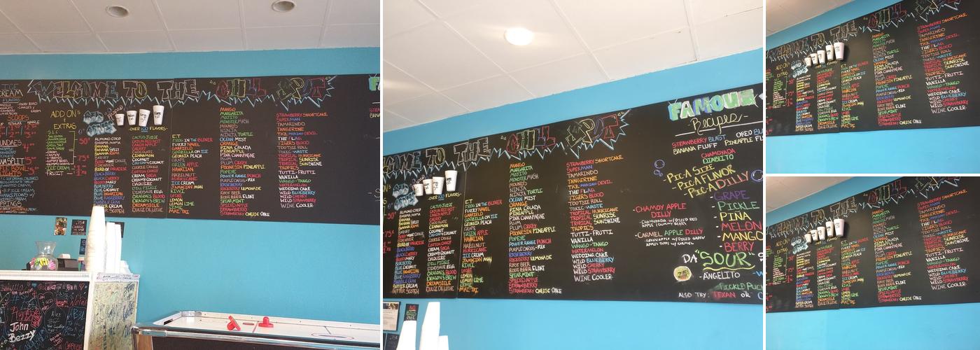 Chill Spot Sno Cones, Fruit Cups & More Menu