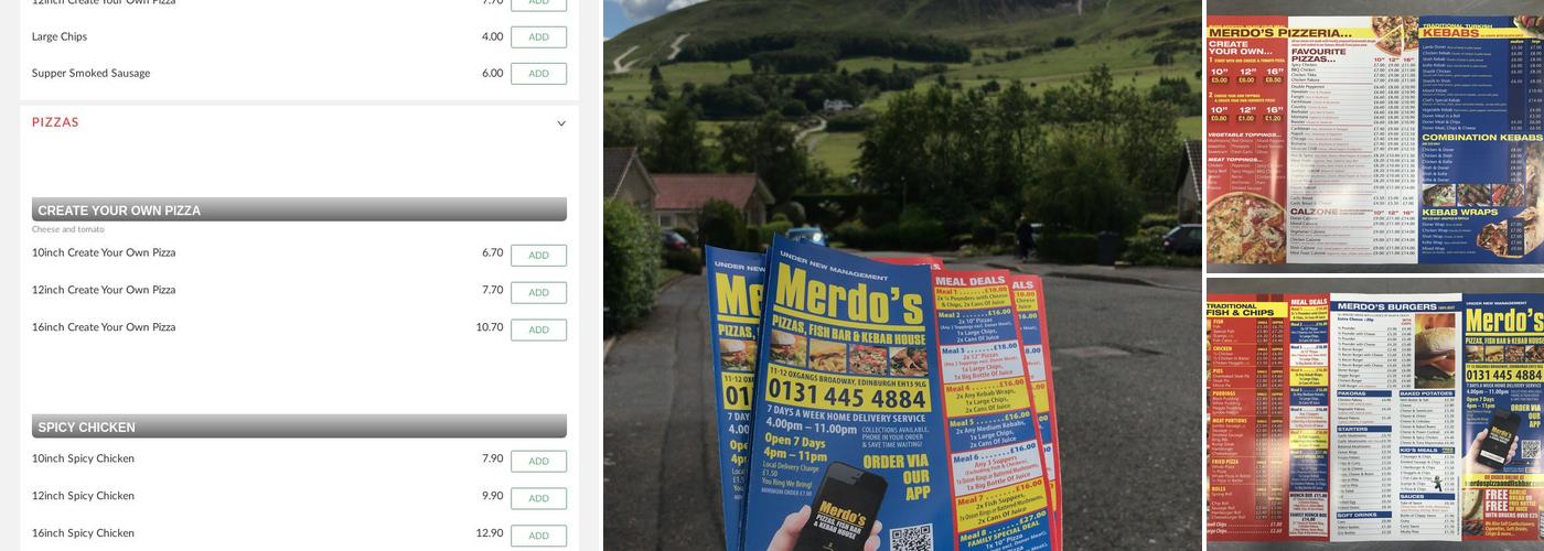 Merdos Pizza Fish Bar And Kebab House Menu