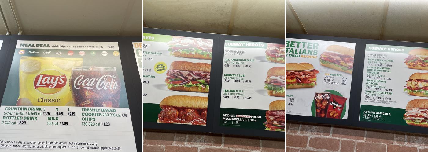 Subway Menu