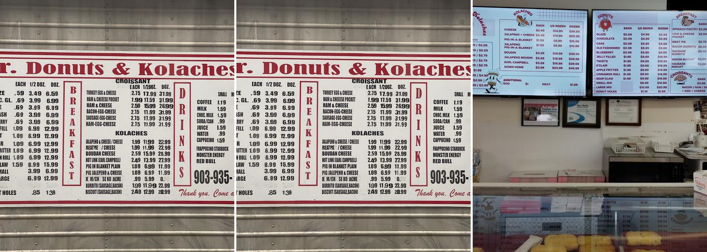 Mr. Donuts & Kolaches Menu