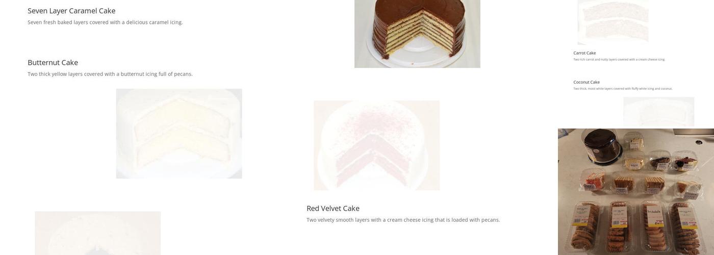 Dean's Cake House Menu