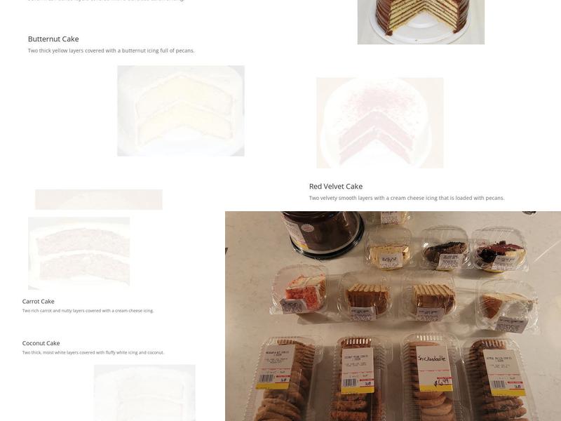 Dean's Cake House Menu