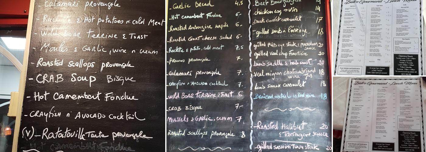 Bistro Gourmand Menu