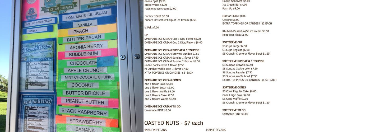 Sweet Treats Homemade Ice Cream - Jewell, IA Menu