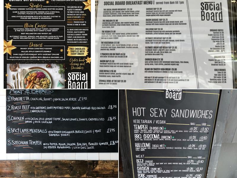 Social Board Brighton Menu