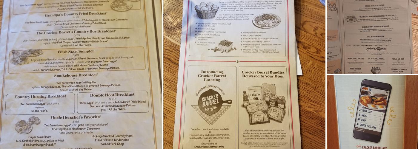 Cracker Barrel Old Country Store Menu