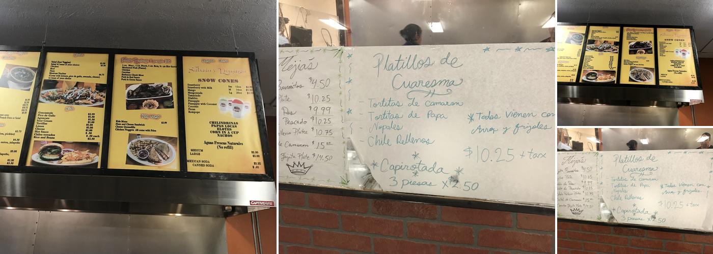 Mejia's Bakery Menu