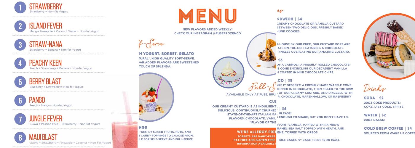 Fuse Frozen Co. Menu