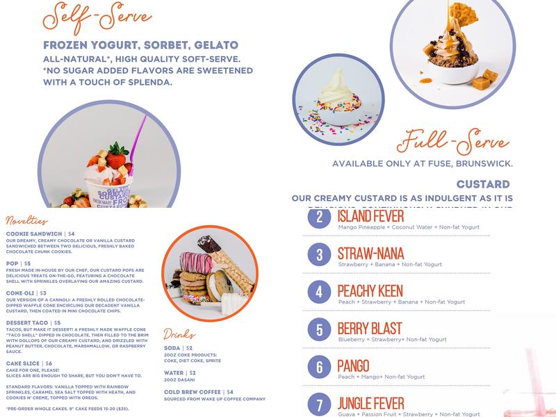 Fuse Frozen Co. Menu