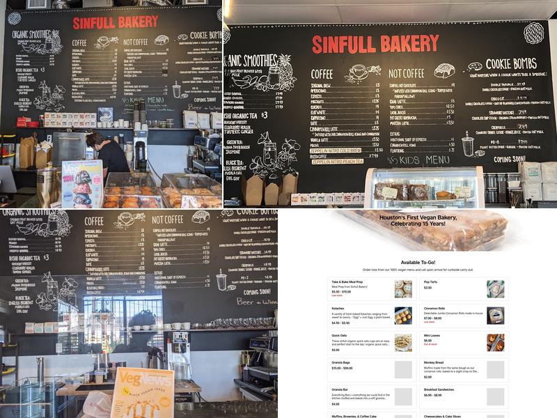 Sinfull Bakery Menu