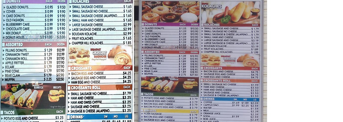 Max Donuts Menu